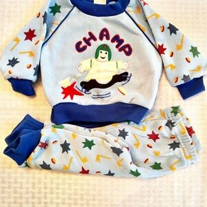 Vintage Color Kids Baby Sweatsuit Set 6–9M Champ Sweatshirt Star Joggers 80s 90